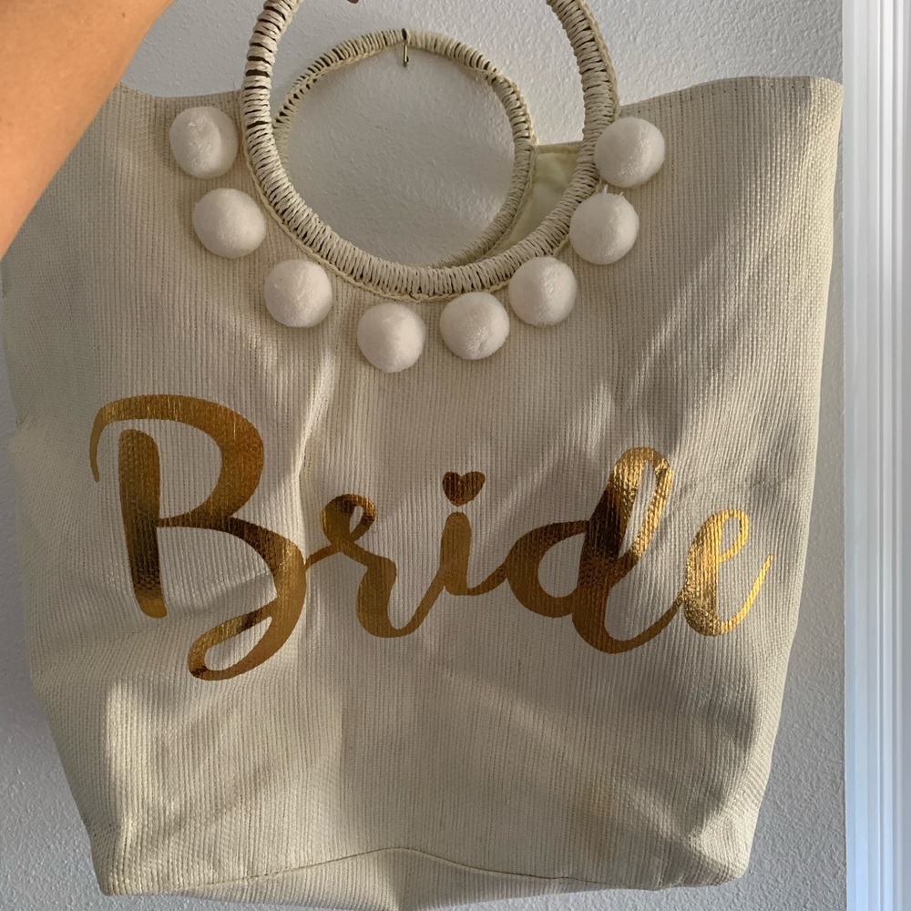 Shiraleah chicago bride Pom handle tote bag